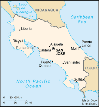 Mappa Costa Rica