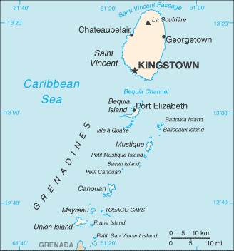 Mappa Saint Vincent e Grenadine